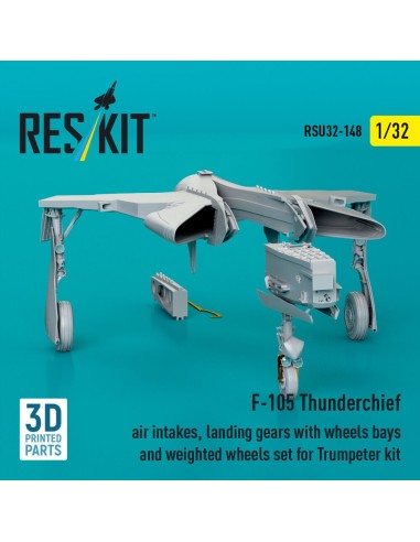 F-105 Thunderchief air intakes, landing gears with wheels bays and weighted wheels set for Trumpeter kit (3D Printed) 
