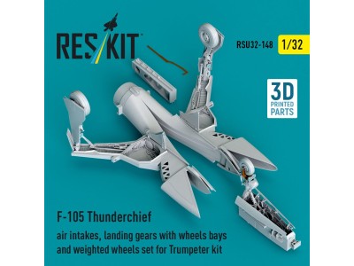 F-105 Thunderchief air intakes, landing gears with wheels bays and weighted wheels set for Trumpeter kit (3D Printed) 