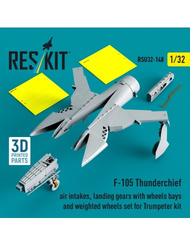 F-105 Thunderchief air intakes, landing gears with wheels bays and weighted wheels set for Trumpeter kit (3D Printed) 