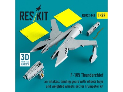 F-105 Thunderchief air intakes, landing gears with wheels bays and weighted wheels set for Trumpeter kit (3D Printed) 