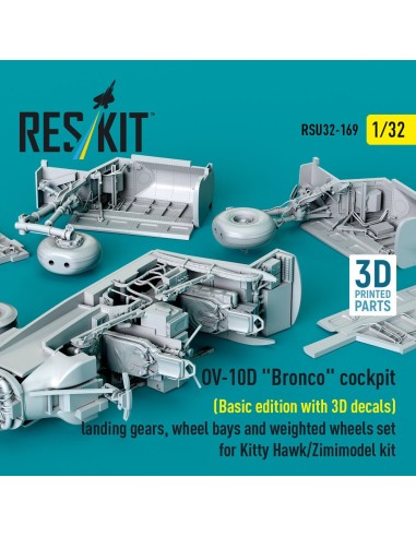 OV-10D Bronco cockpit (Basic edition with 3D decals) landing gears, wheel bays and weighted wheels set for Kitty Hawk/Zimimodel 