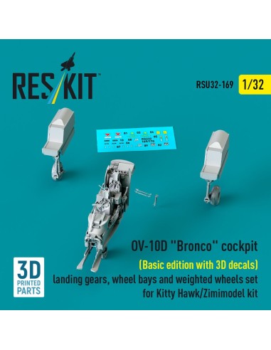 OV-10D Bronco cockpit (Basic edition with 3D decals) landing gears, wheel bays and weighted wheels set for Kitty Hawk/Zimimodel 