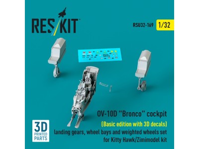 OV-10D Bronco cockpit (Basic edition with 3D decals) landing gears, wheel bays and weighted wheels set for Kitty Hawk/Zimimodel 