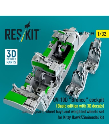 OV-10D Bronco cockpit (Basic edition with 3D decals) landing gears, wheel bays and weighted wheels set for Kitty Hawk/Zimimodel 