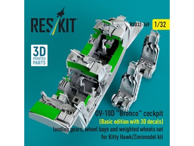 OV-10D Bronco cockpit (Basic edition with 3D decals) landing gears, wheel bays and weighted wheels set for Kitty Hawk/Zimimodel 
