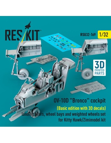 OV-10D Bronco cockpit (Basic edition with 3D decals) landing gears, wheel bays and weighted wheels set for Kitty Hawk/Zimimodel 