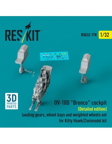 OV-10D Bronco cockpit (Detailed edition) landing gears, wheel bays and weighted wheels set for Kitty Hawk/Zimimodel kit (3D Prin