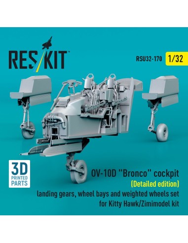 OV-10D Bronco cockpit (Detailed edition) landing gears, wheel bays and weighted wheels set for Kitty Hawk/Zimimodel kit (3D Prin