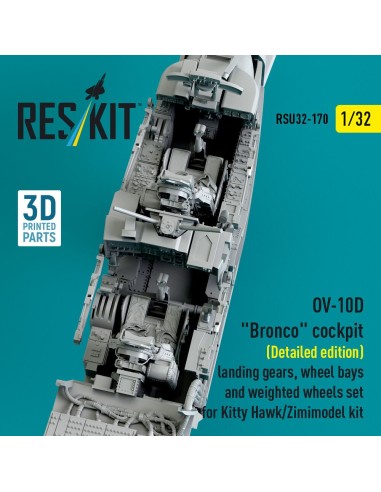 OV-10D Bronco cockpit (Detailed edition) landing gears, wheel bays and weighted wheels set for Kitty Hawk/Zimimodel kit (3D Prin