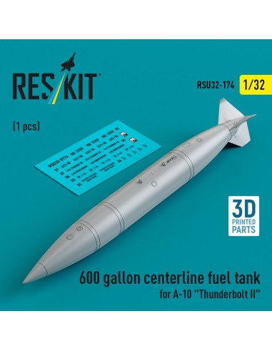 600 gallon centerline fuel tank for A-10 Thunderbolt II (1 pcs) (3D Printed) 