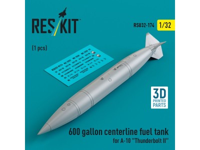 600 gallon centerline fuel tank for A-10 Thunderbolt II (1 pcs) (3D Printed) 