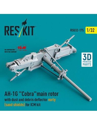 AH-1G Cobra main rotor with dust and debris deflector (sand shields) early version for ICM kit (3D Printed) 