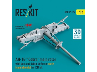 AH-1G Cobra main rotor with dust and debris deflector (sand shields) early version for ICM kit (3D Printed) 