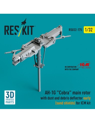 AH-1G Cobra main rotor with dust and debris deflector (sand shields) early version for ICM kit (3D Printed) 