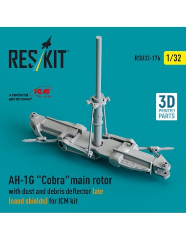 AH-1G Cobra main rotor with dust and debris deflector (sand shields) late version for ICM kit (3D Printed) 