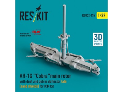 AH-1G Cobra main rotor with dust and debris deflector (sand shields) late version for ICM kit (3D Printed) 