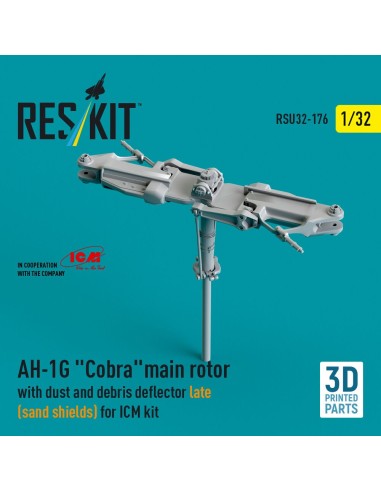 AH-1G Cobra main rotor with dust and debris deflector (sand shields) late version for ICM kit (3D Printed) 