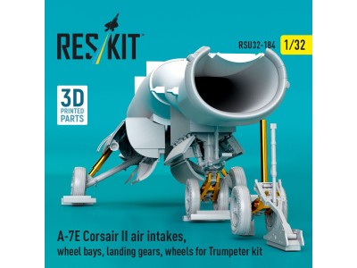 A-7E Corsair II air intakes, wheel bays, landing gears, wheels for Trumpeter kit (3D Printed) 