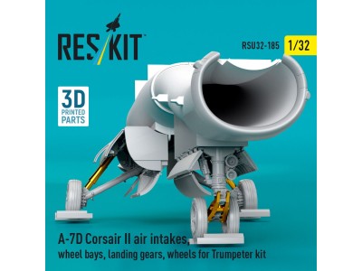 A-7D Corsair II air intakes, wheel bays, landing gears, wheels for Trumpeter kit (3D Printed) 