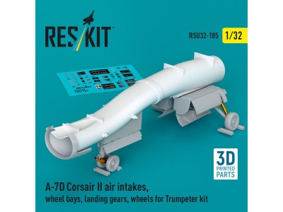 A-7D Corsair II air intakes, wheel bays, landing gears, wheels for Trumpeter kit (3D Printed) 