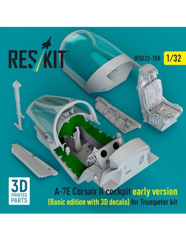 A-7E Corsair II early cockpit (Basic edition with 3D decals) for Trumpeter kit (3D Printed) 