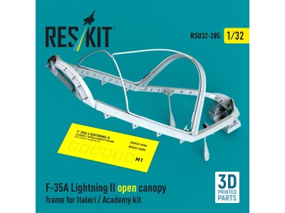 F-35A Lightning II open canopy frame for Italeri / Academy kit (3D Printed) 