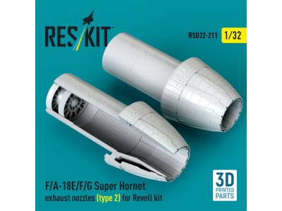 F/A-18E/F/G Super Hornet exhaust nozzles (type 2) for Revell kit (3D Printed) 