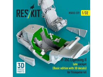 F-35C Lightning II late cockpit (Basic edition with 3D decals) for Trumpeter kit (3D Printed) 