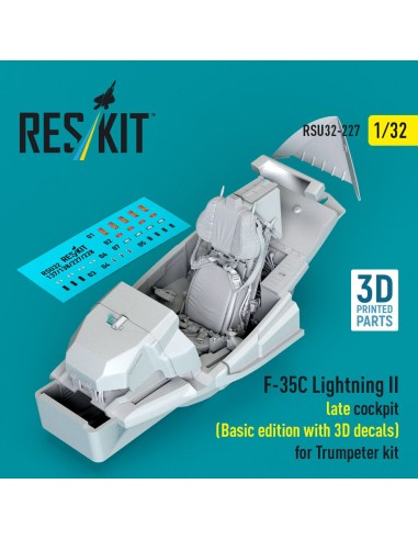 F-35C Lightning II late cockpit (Basic edition with 3D decals) for Trumpeter kit (3D Printed) 