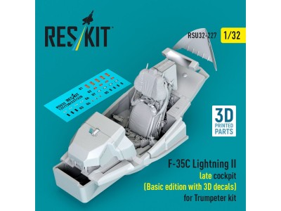 F-35C Lightning II late cockpit (Basic edition with 3D decals) for Trumpeter kit (3D Printed) 