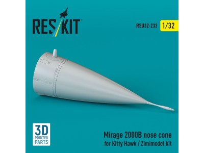 Mirage 2000B nose cone for Kitty Hawk / Zimimodel kit (3D Printed) 