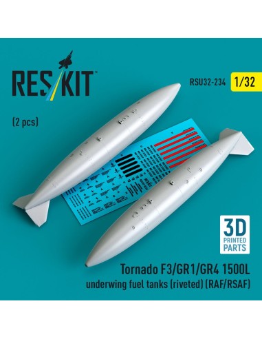 Tornado F3/GR1/GR4 1500L underwing fuel tanks (riveted) (RAF/RSAF) (2 pcs) (3D Printed) 