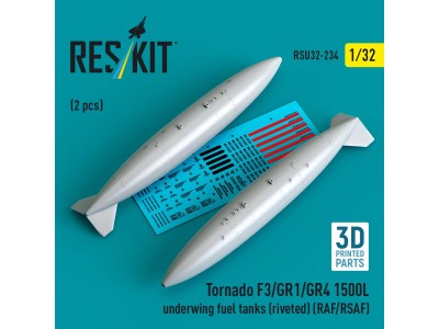 Tornado F3/GR1/GR4 1500L underwing fuel tanks (riveted) (RAF/RSAF) (2 pcs) (3D Printed) 