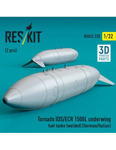Tornado IDS/ECR 1500L underwing fuel tanks (welded) (German AF / Italian AF) (2 pcs) (3D Printed) 