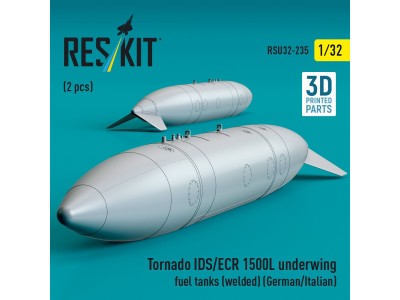 Tornado IDS/ECR 1500L underwing fuel tanks (welded) (German AF / Italian AF) (2 pcs) (3D Printed) 