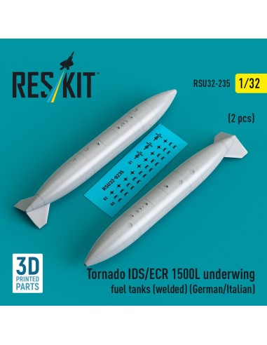 Tornado IDS/ECR 1500L underwing fuel tanks (welded) (German AF / Italian AF) (2 pcs) (3D Printed) 