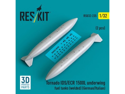 Tornado IDS/ECR 1500L underwing fuel tanks (welded) (German AF / Italian AF) (2 pcs) (3D Printed) 