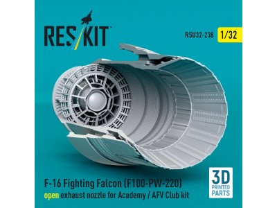 F-16 Fighting Falcon (F100-PW-220) open exhaust nozzle for Academy / AFV Club kit (3D Printed) 