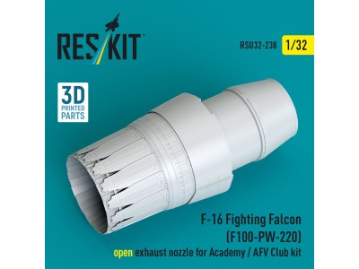F-16 Fighting Falcon (F100-PW-220) open exhaust nozzle for Academy / AFV Club kit (3D Printed) 