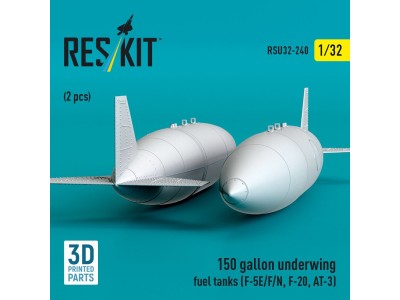 150 gallon underwing fuel tanks (F-5E, F, N, F-20, AT-3) (2 pcs) (3D Printed) 