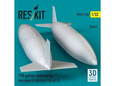 150 gallon underwing fuel tanks (F-5E, F, N, F-20, AT-3) (2 pcs) (3D Printed) 