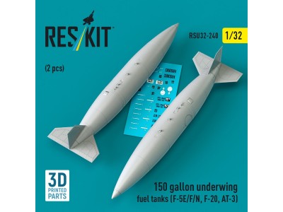 150 gallon underwing fuel tanks (F-5E, F, N, F-20, AT-3) (2 pcs) (3D Printed) 