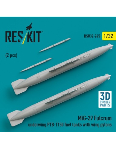 MiG-29 Fulcrum underwing PTB-1150 fuel tanks with wing pylons (2 pcs) (3D Printed) 