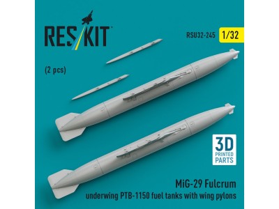 MiG-29 Fulcrum underwing PTB-1150 fuel tanks with wing pylons (2 pcs) (3D Printed) 