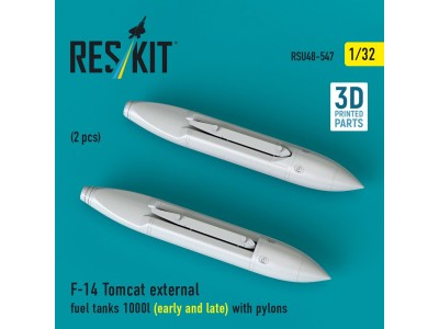F-14 Tomcat external fuel tanks 1000l (early and late) with pylons (2pcs) (3D Printed) 