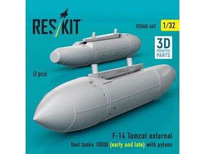 F-14 Tomcat external fuel tanks 1000l (early and late) with pylons (2pcs) (3D Printed) 