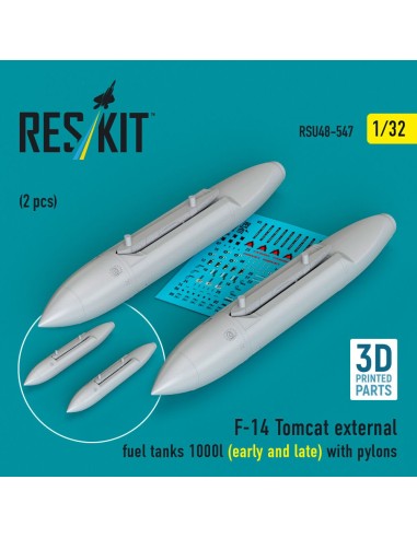 F-14 Tomcat external fuel tanks 1000l (early and late) with pylons (2pcs) (3D Printed) 
