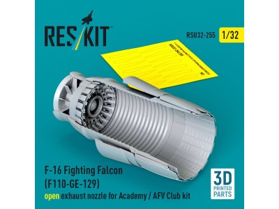 F-16 Fighting Falcon (F110-GE-129) open exhaust nozzle for Academy / AFV Club kit (3D Printed) 