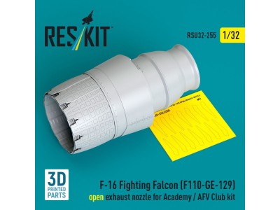 F-16 Fighting Falcon (F110-GE-129) open exhaust nozzle for Academy / AFV Club kit (3D Printed) 