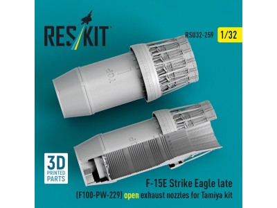 F?15E Strike Eagle late (F100-PW-229) open exhaust nozzles for Tamiya kit (3D Printed) 